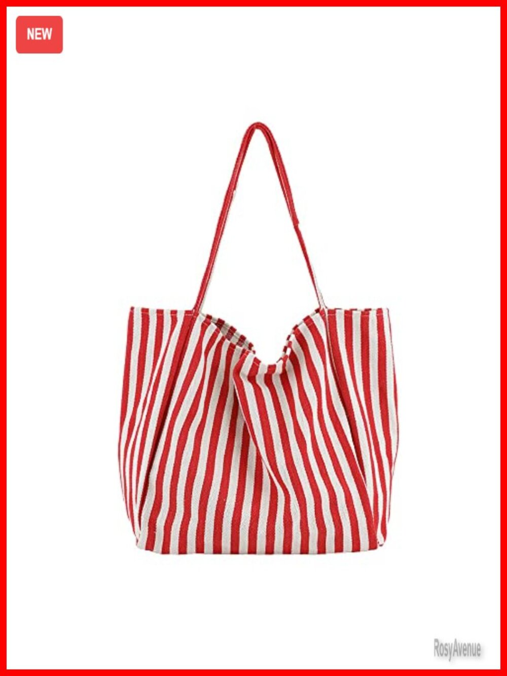Canvas Tote Bag Striped Shoulder Handbag Women Oversized